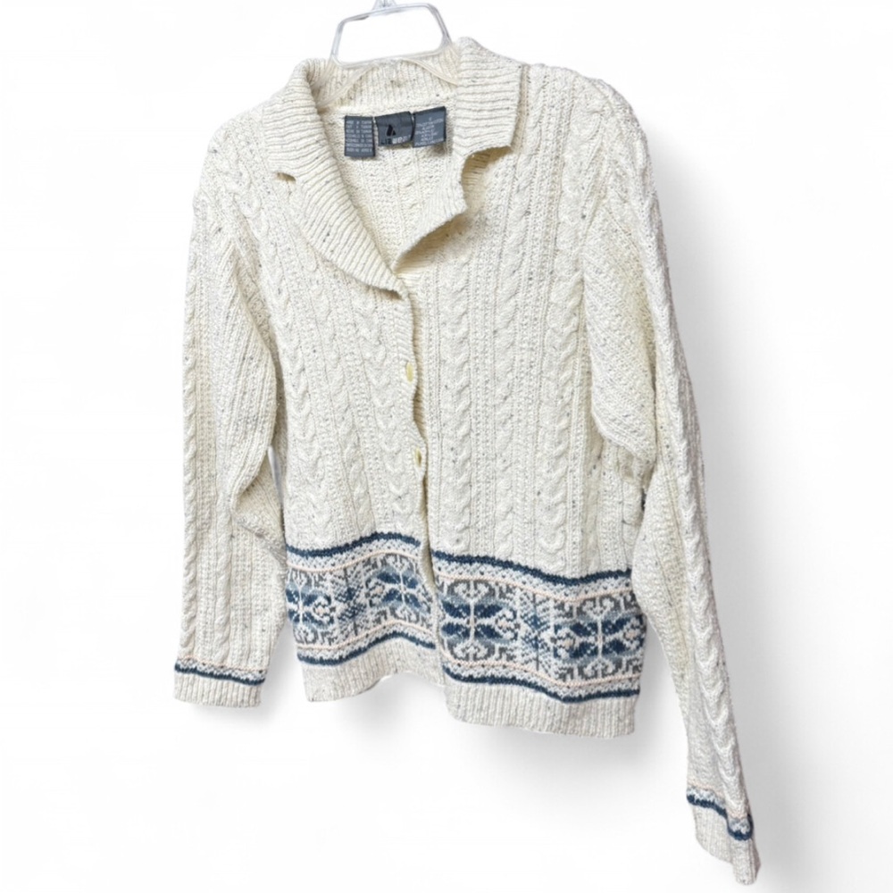 Vintage 90s Lizwear Coastal Cable Knit Cardigan, Size Small - Picture 7 of 10